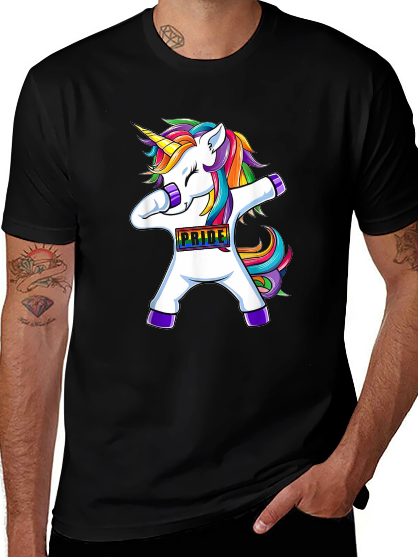 Dabbing Pride Unicorn Black T-Shirt