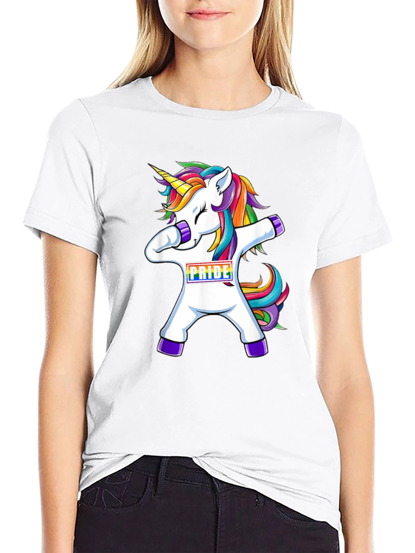 Dabbing Pride Unicorn Black T-Shirt