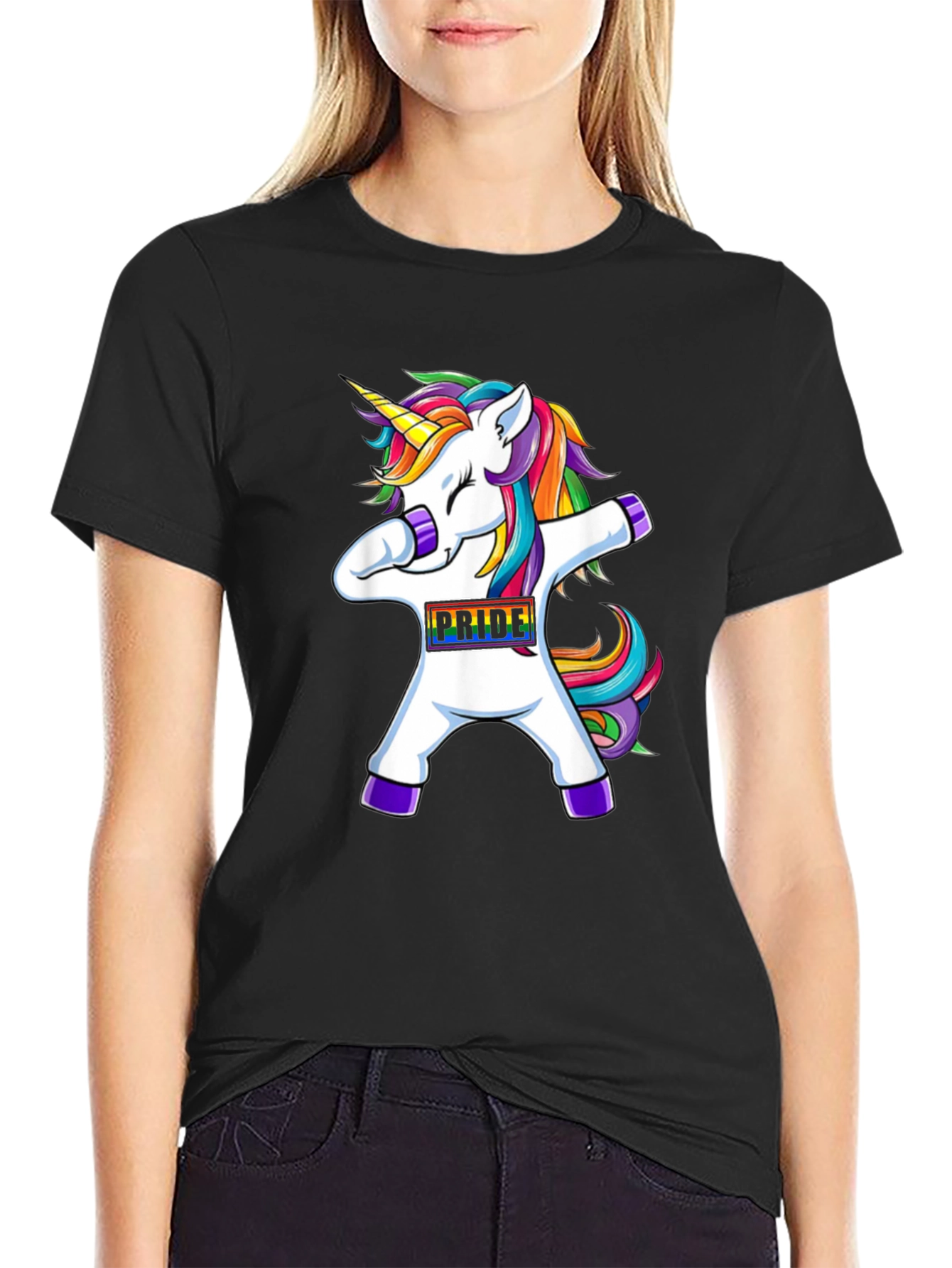 Dabbing Pride Unicorn Black T-Shirt