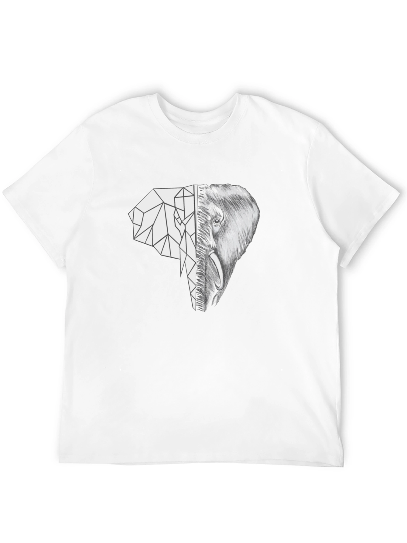 Geometric Elephant Graphic Tee - Unique Black T-Shirt