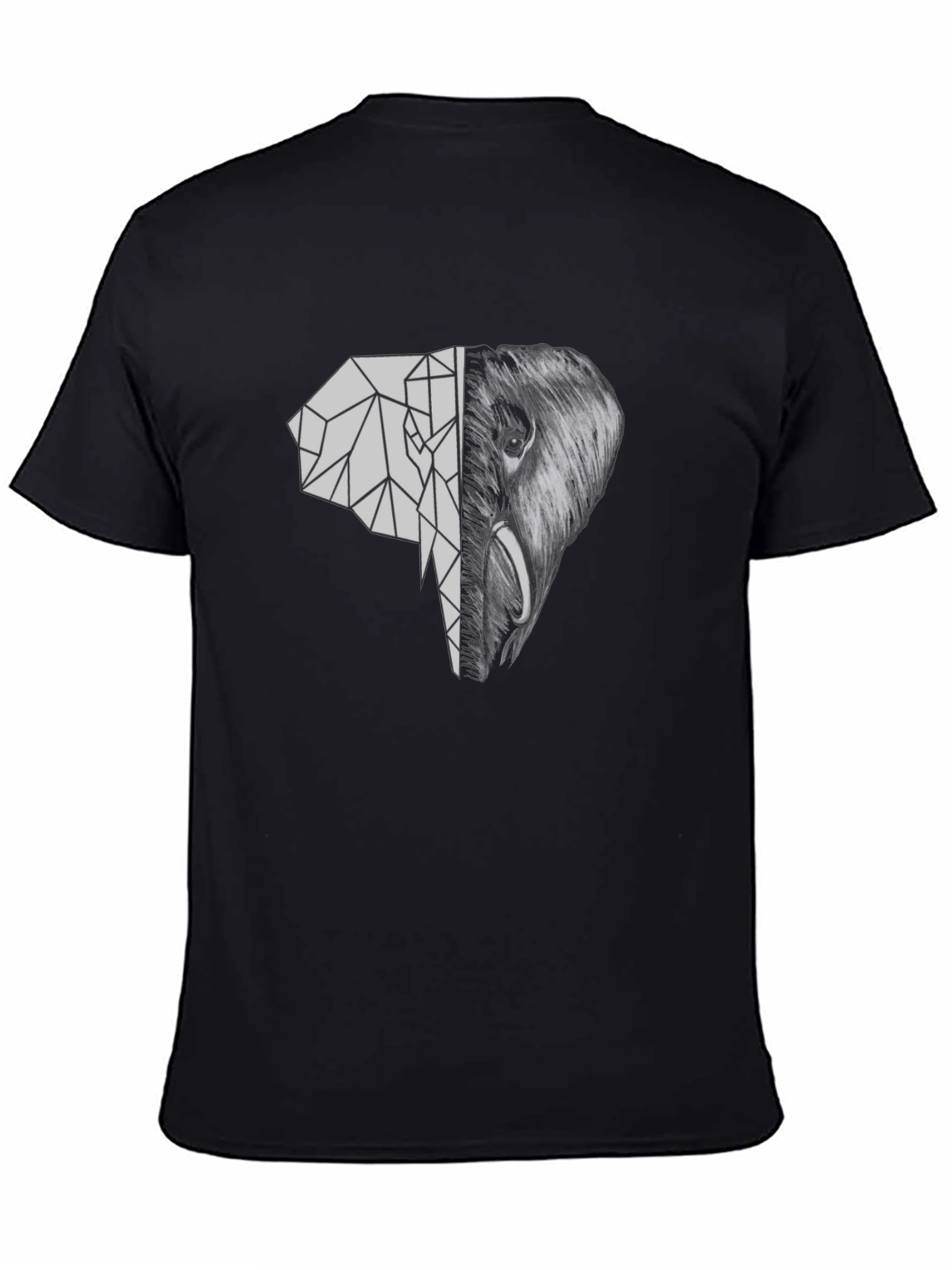 Geometric Elephant Graphic Tee - Unique Black T-Shirt