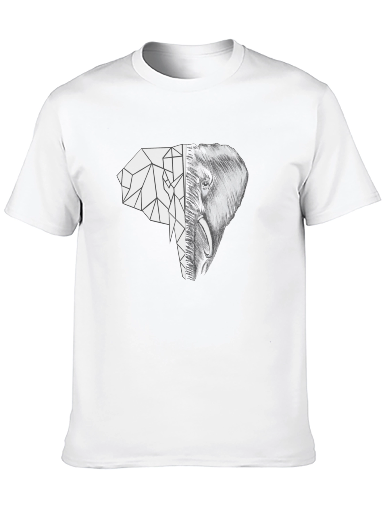 Geometric Elephant Graphic Tee - Unique Black T-Shirt