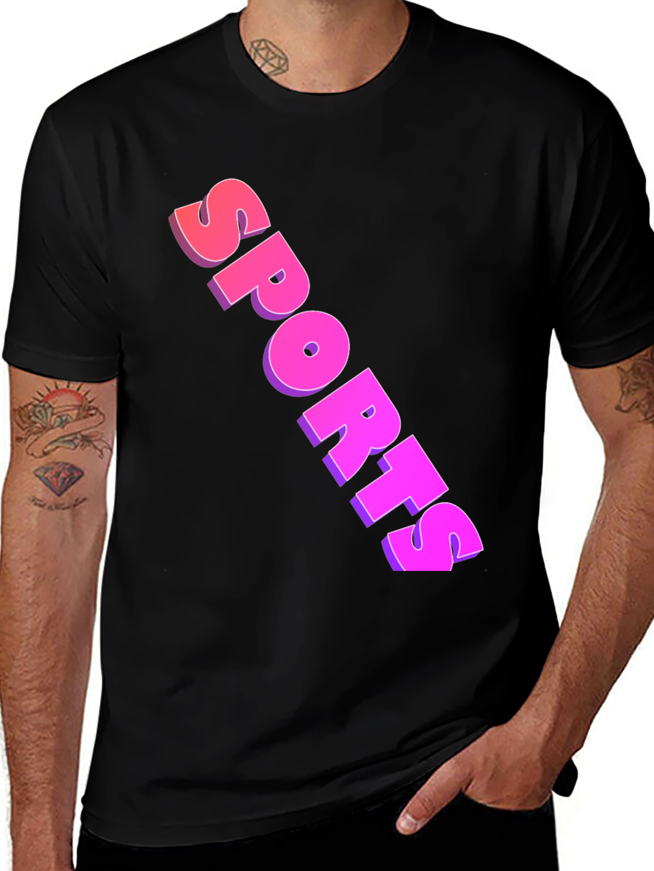 Mens Black Sports Graphic Tee