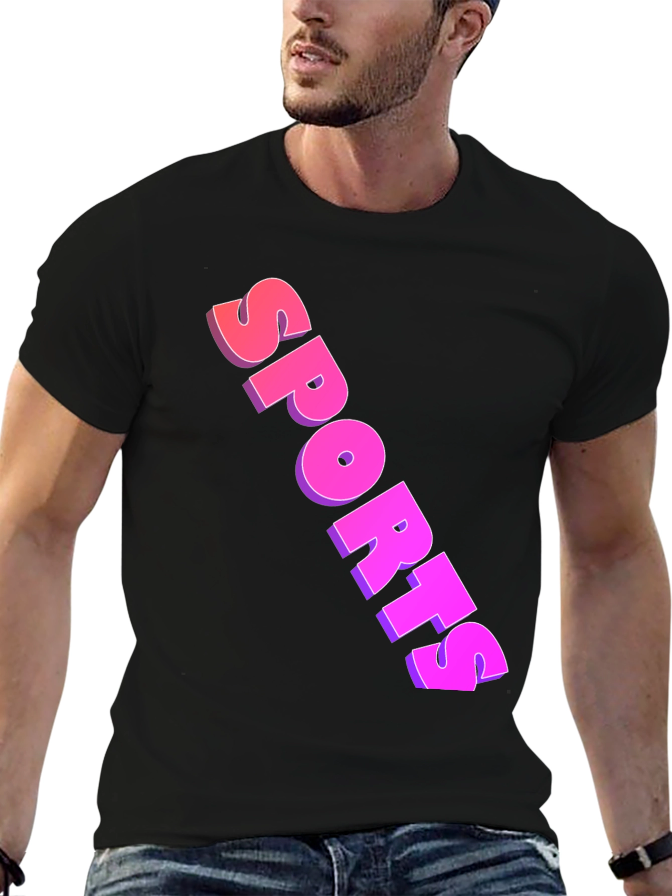 Mens Black Sports Graphic Tee