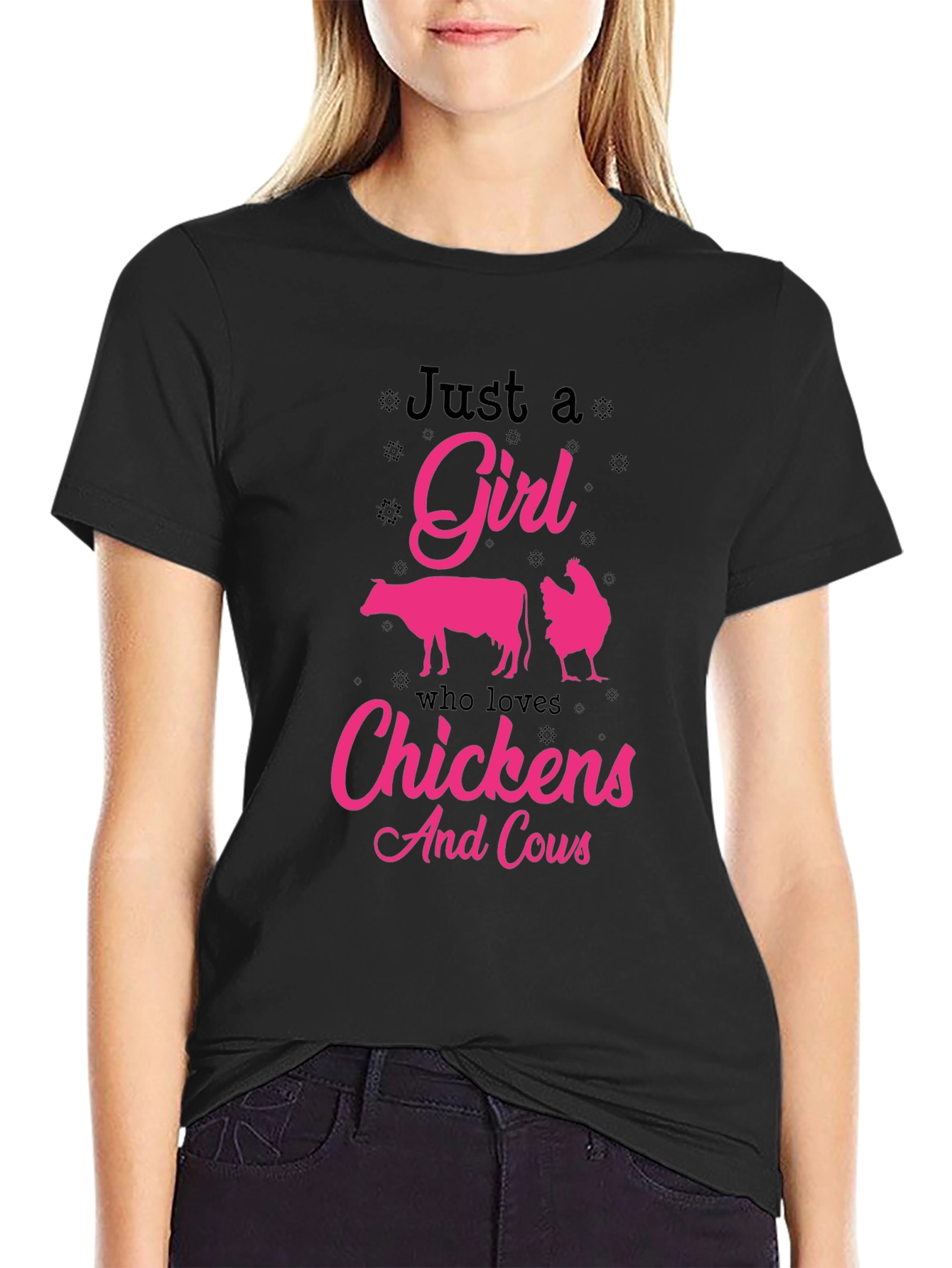 Just a Girl Who Loves Chickens and Cows T-Shirt