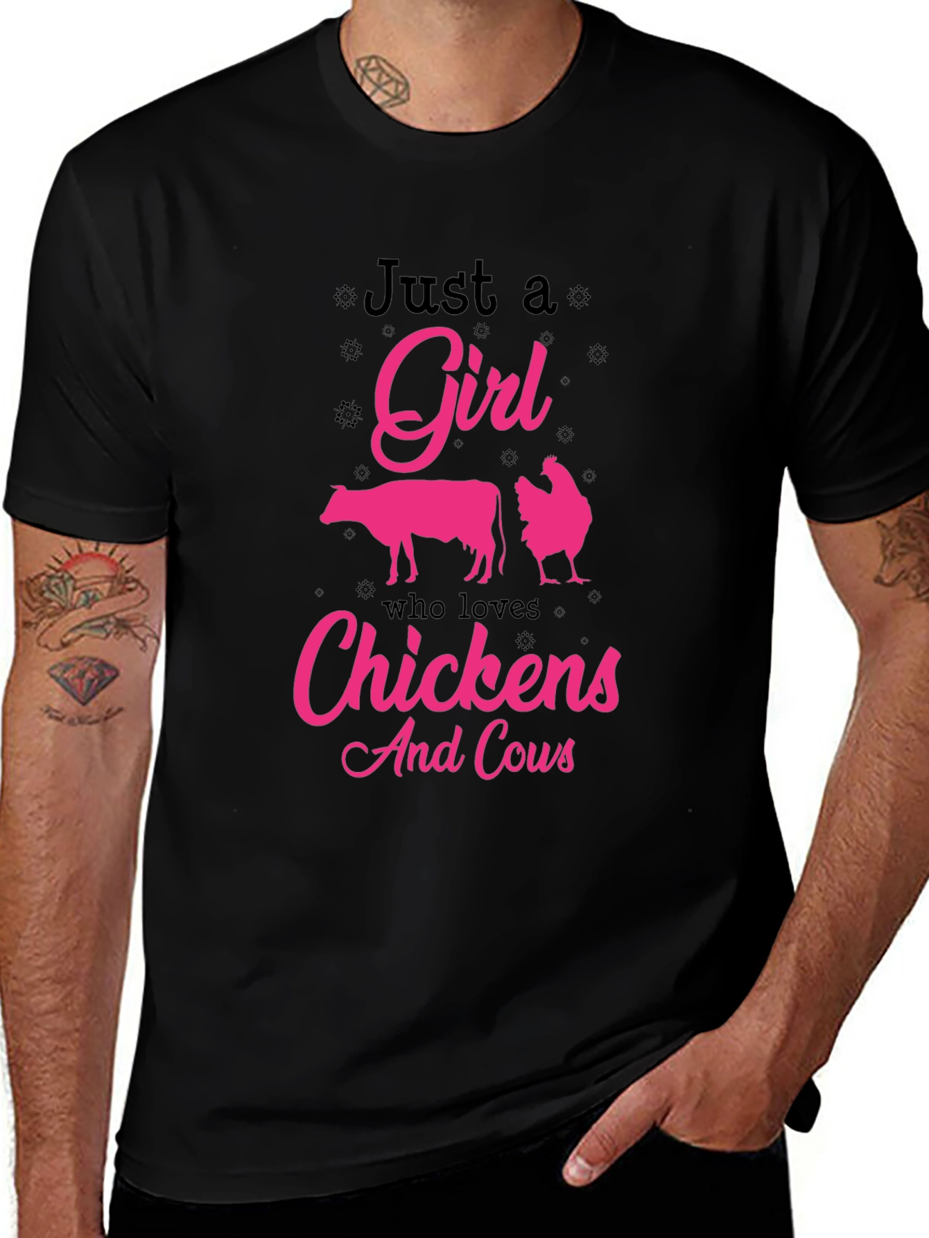 Just a Girl Who Loves Chickens and Cows T-Shirt