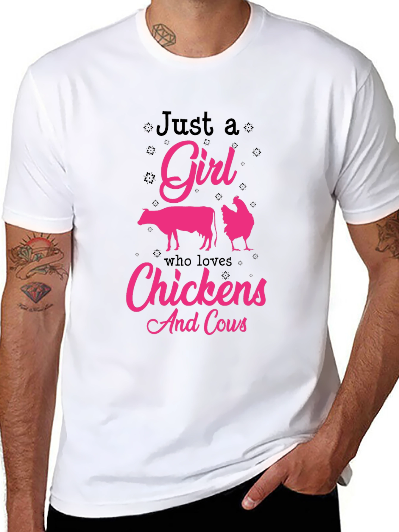 Just a Girl Who Loves Chickens and Cows T-Shirt