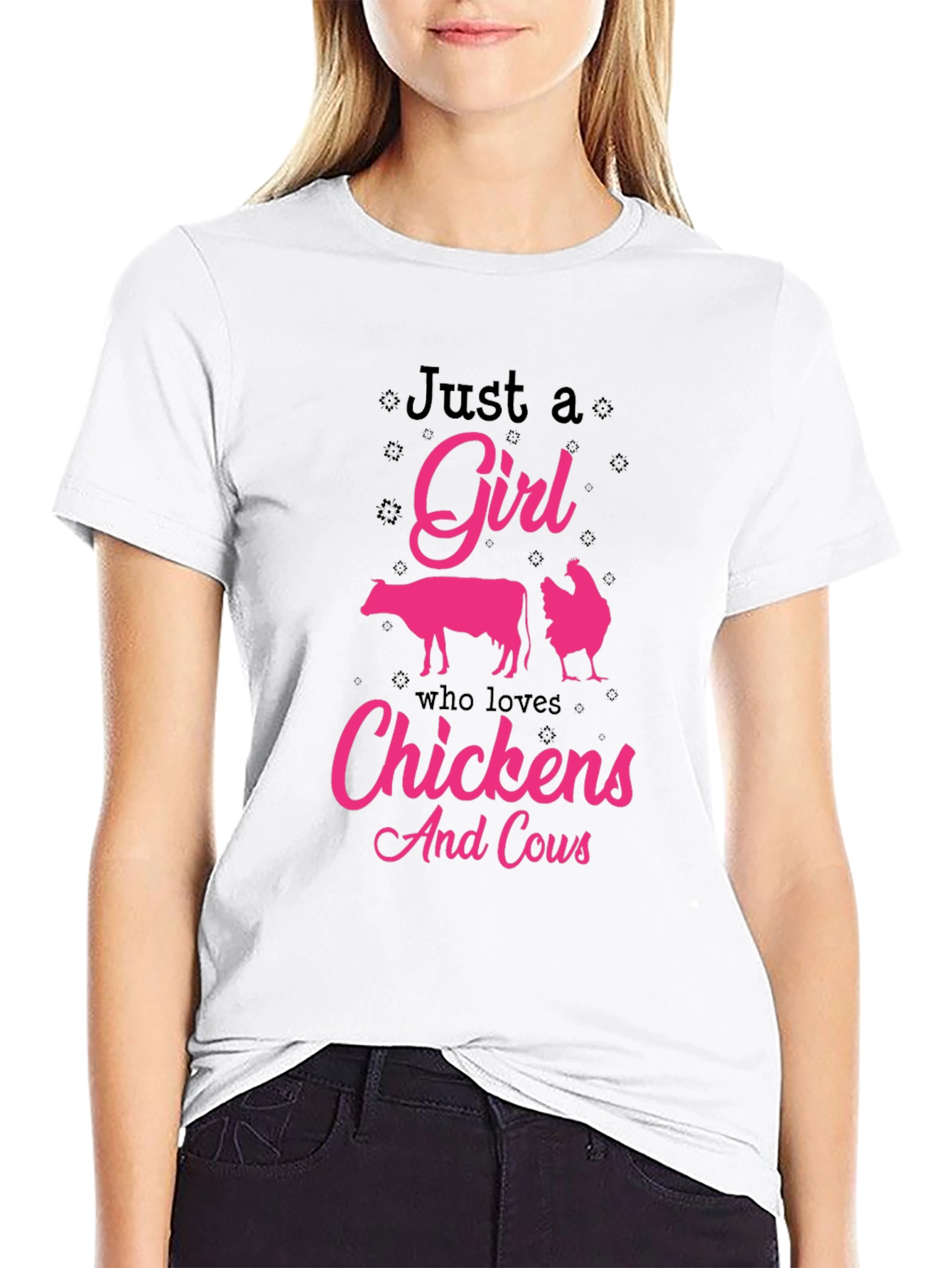Just a Girl Who Loves Chickens and Cows T-Shirt
