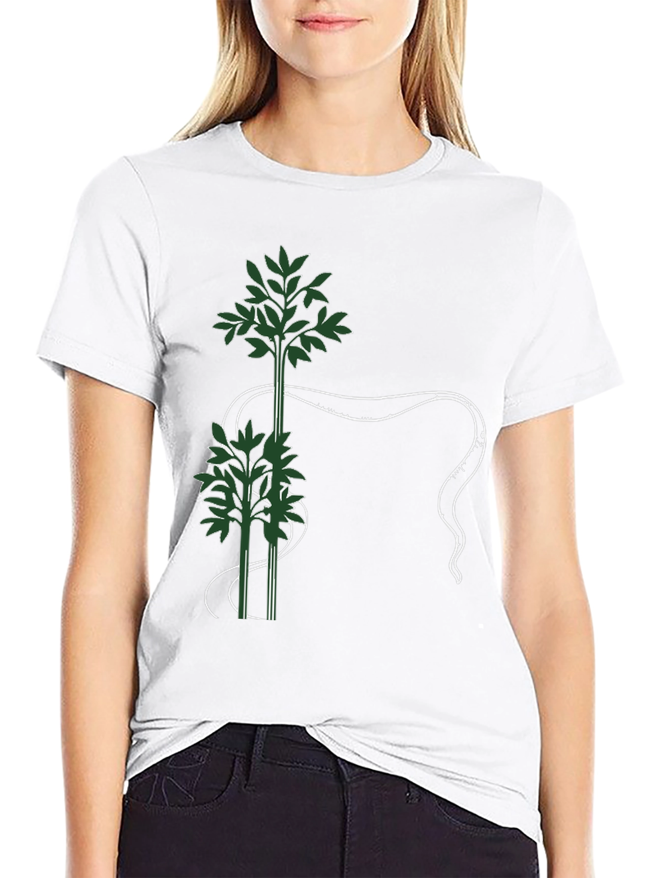 Botanical Print Black T-Shirt - Nature Inspired Graphic Tee