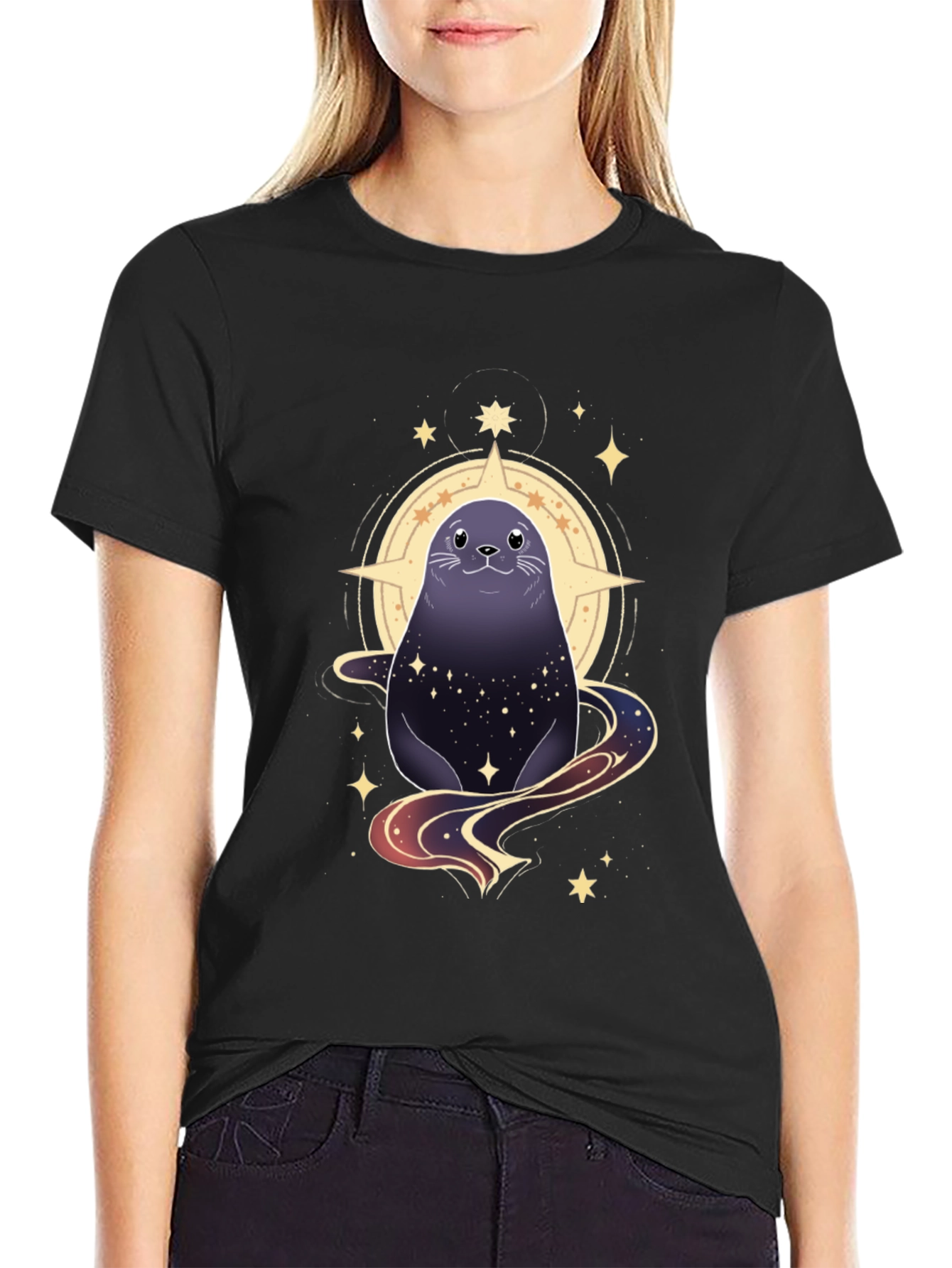Cosmic Seal Graphic Tee - Black
