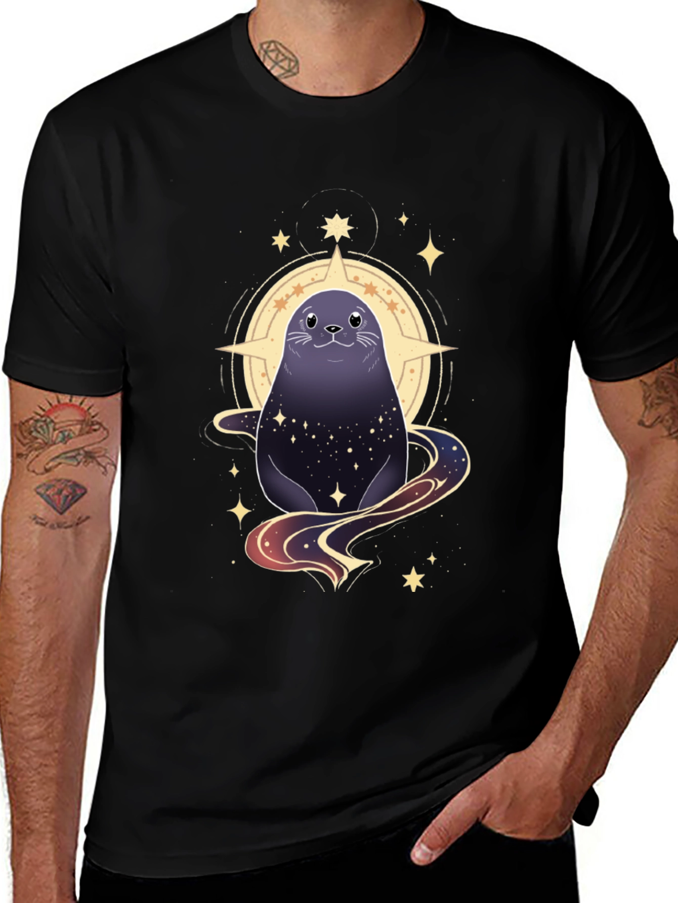Cosmic Seal Graphic Tee - Black