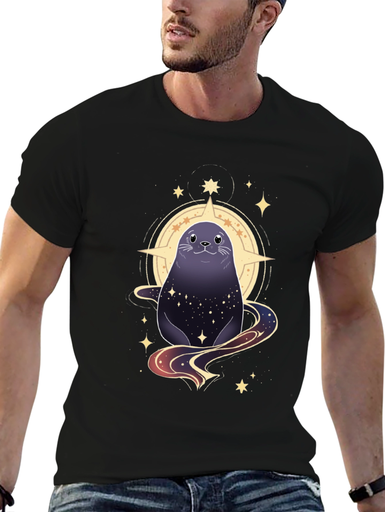 Cosmic Seal Graphic Tee - Black