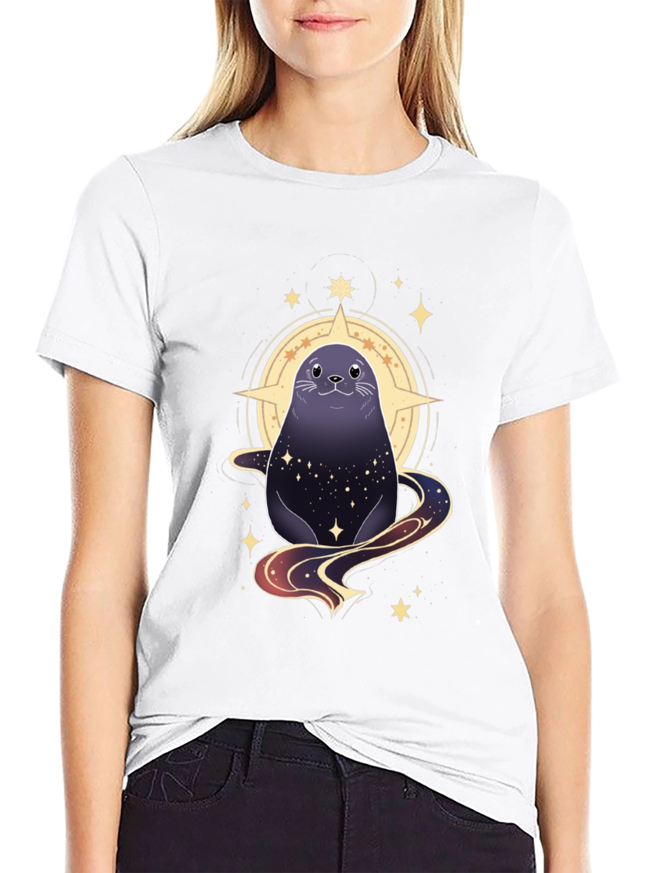 Cosmic Seal Graphic Tee - Black