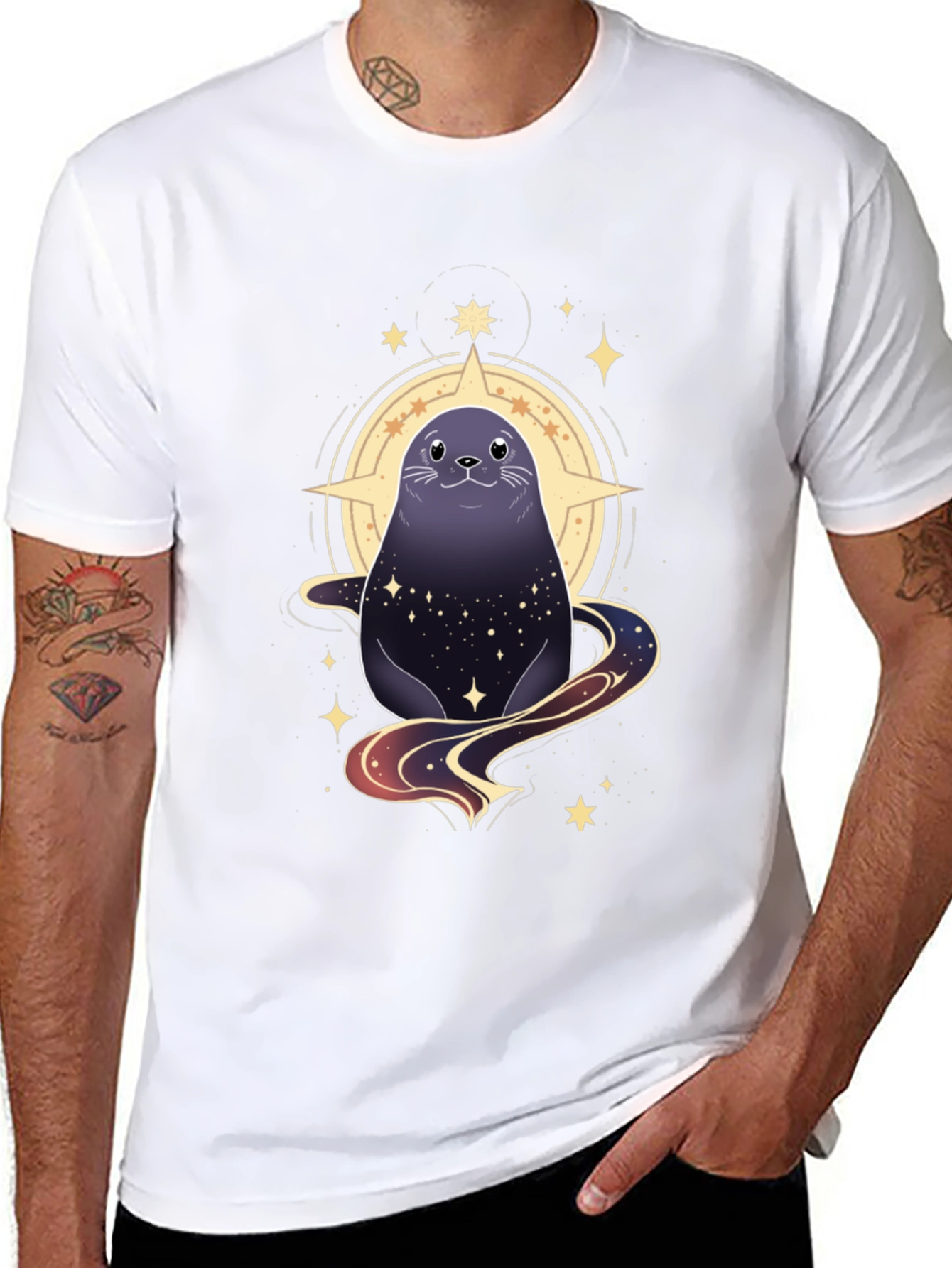 Cosmic Seal Graphic Tee - Black