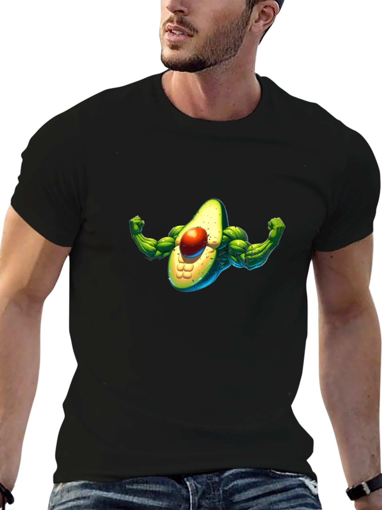 Muscle Avocado Black T-Shirt
