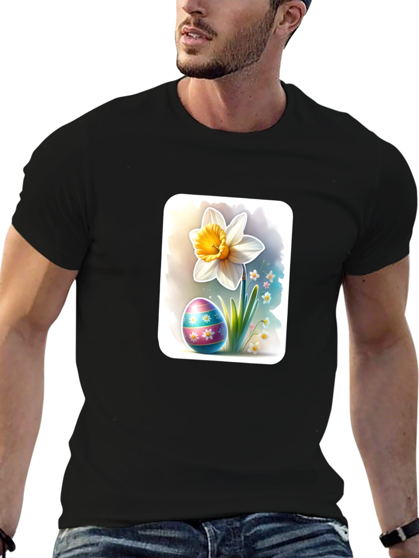 Easter Egg & Daffodil Graphic T-Shirt