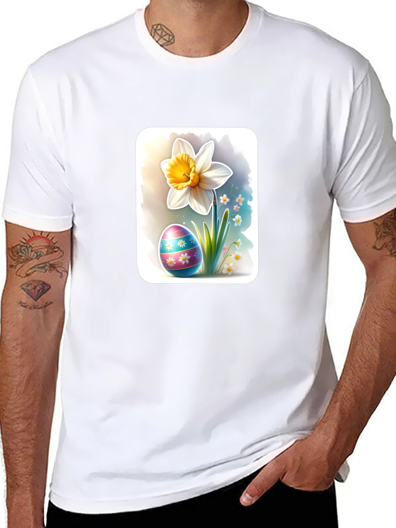 Easter Egg & Daffodil Graphic T-Shirt