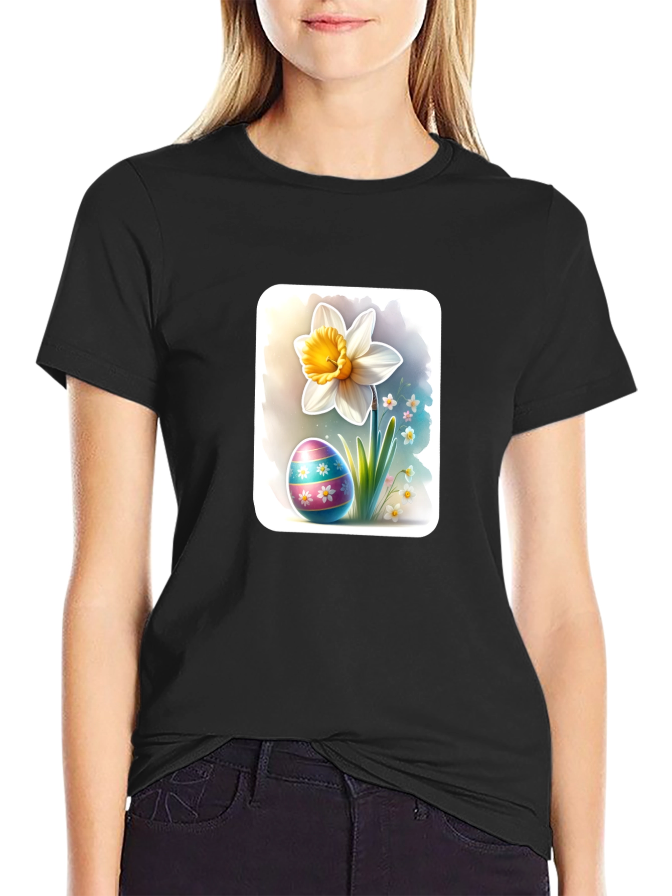 Easter Egg & Daffodil Graphic T-Shirt
