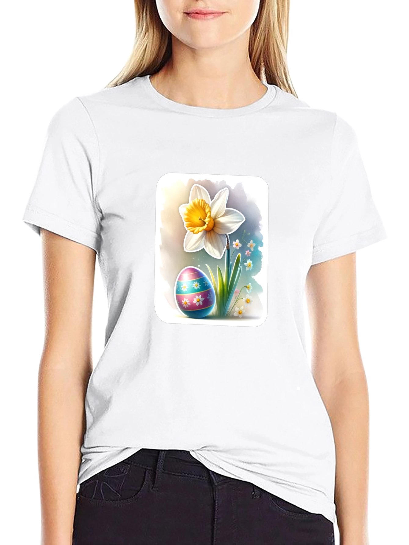 Easter Egg & Daffodil Graphic T-Shirt