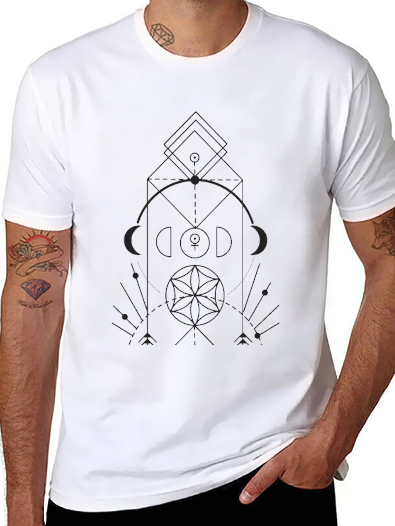 Geometric Print Black T-Shirt