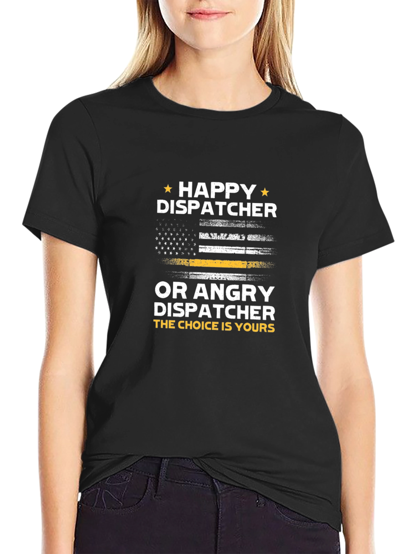 Happy Dispatcher T-Shirt - Thin Yellow Line Tee