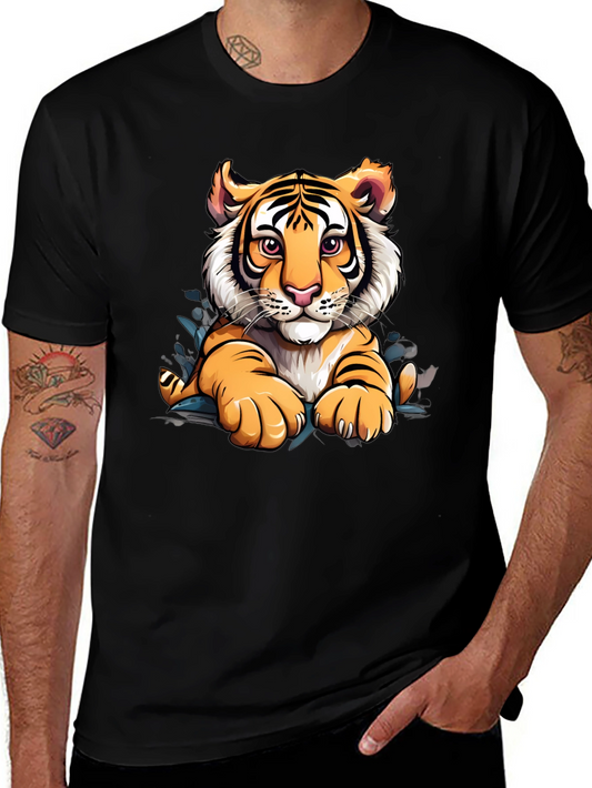 Tiger Graphic Print Mens Black T-Shirt