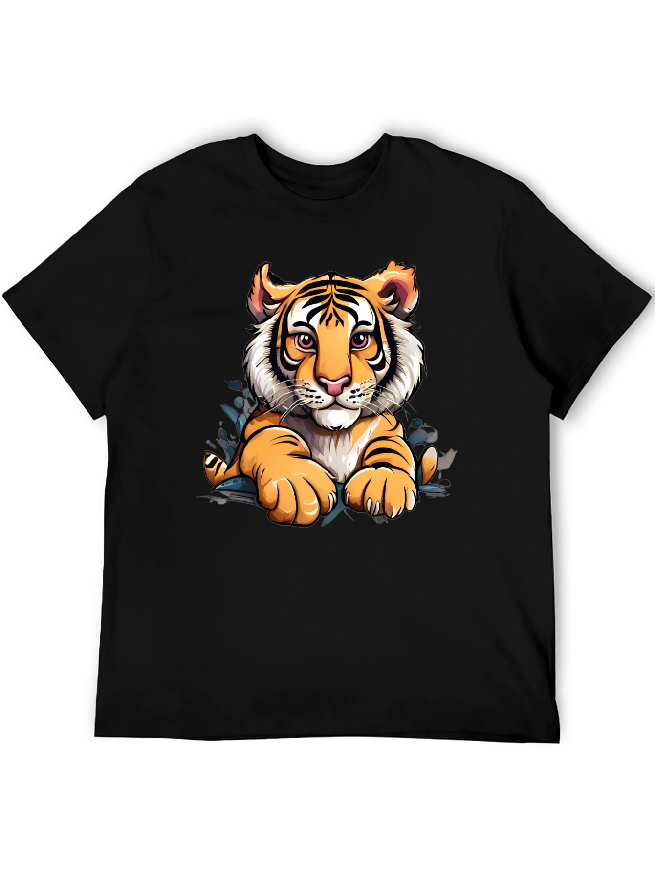 Tiger Graphic Print Mens Black T-Shirt