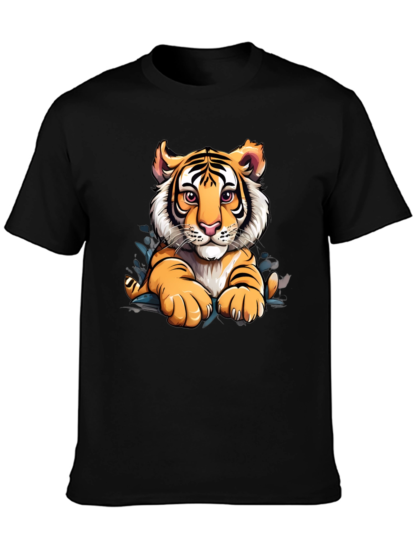 Tiger Graphic Print Mens Black T-Shirt