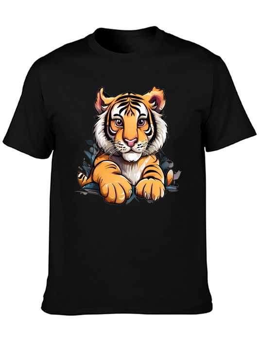 Tiger Graphic Print Mens Black T-Shirt