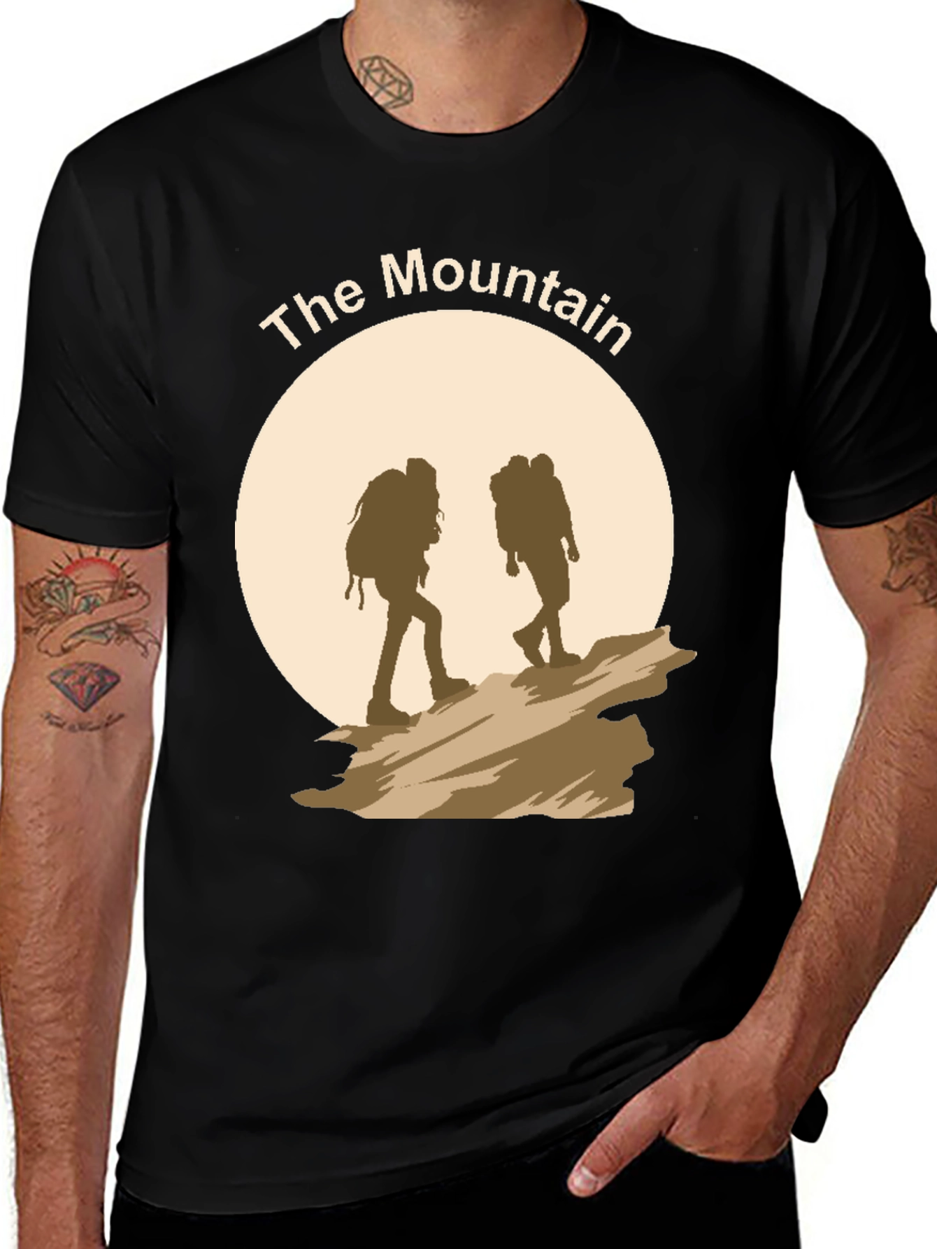 The Mountain Black T-Shirt - Hiking Adventure