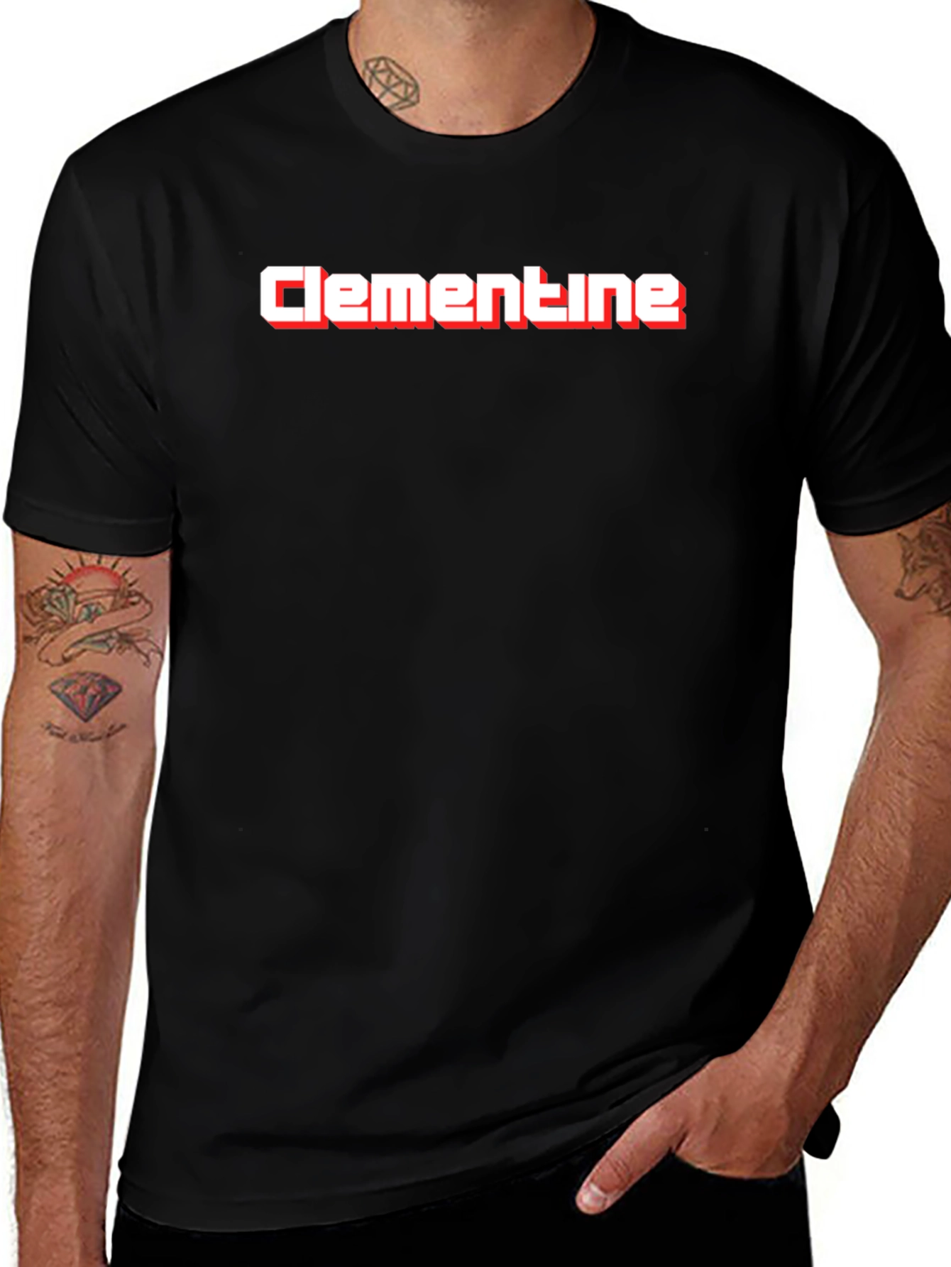 Clementine Graphic Tee - Black Cotton Blend T-Shirt