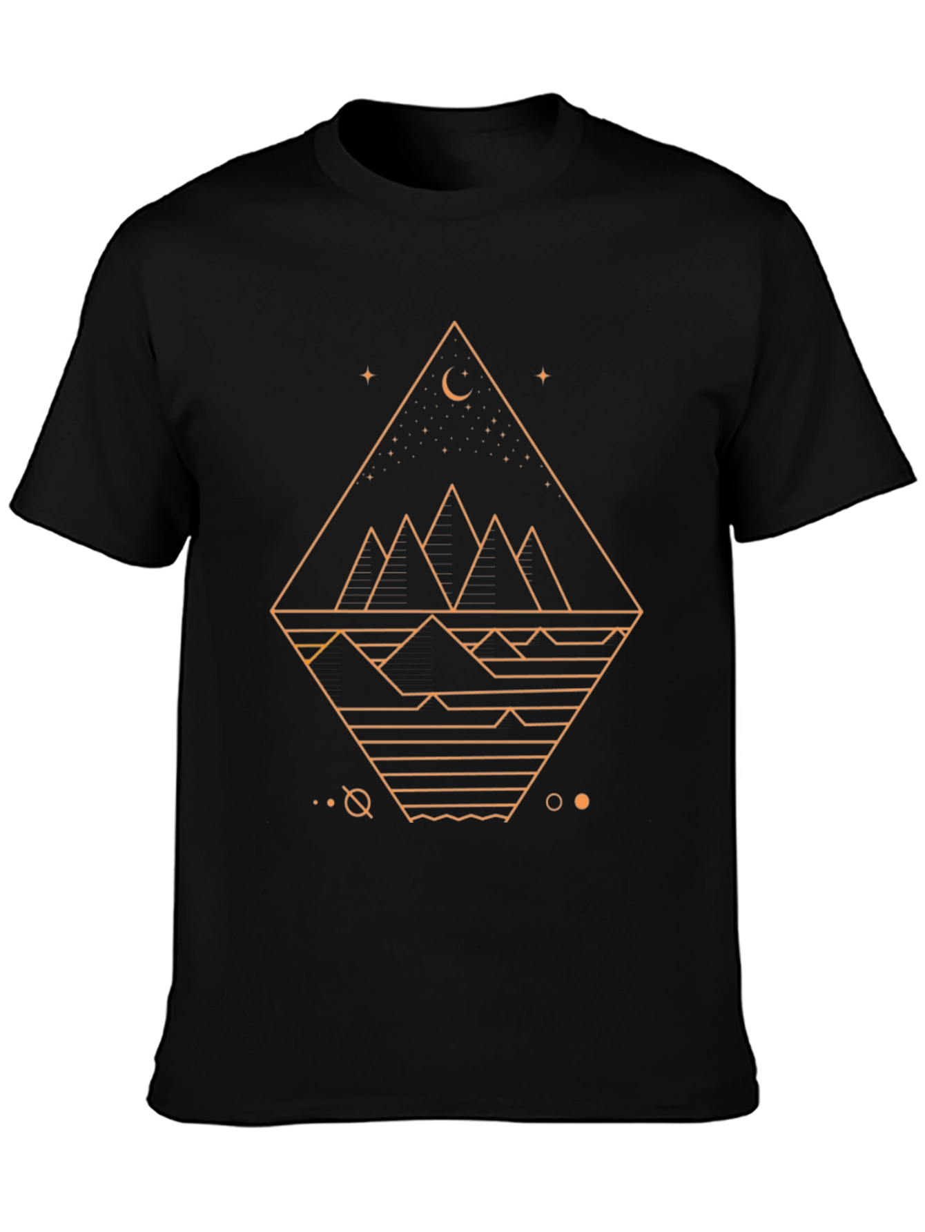 Geometric Mountain Design Black T-Shirt