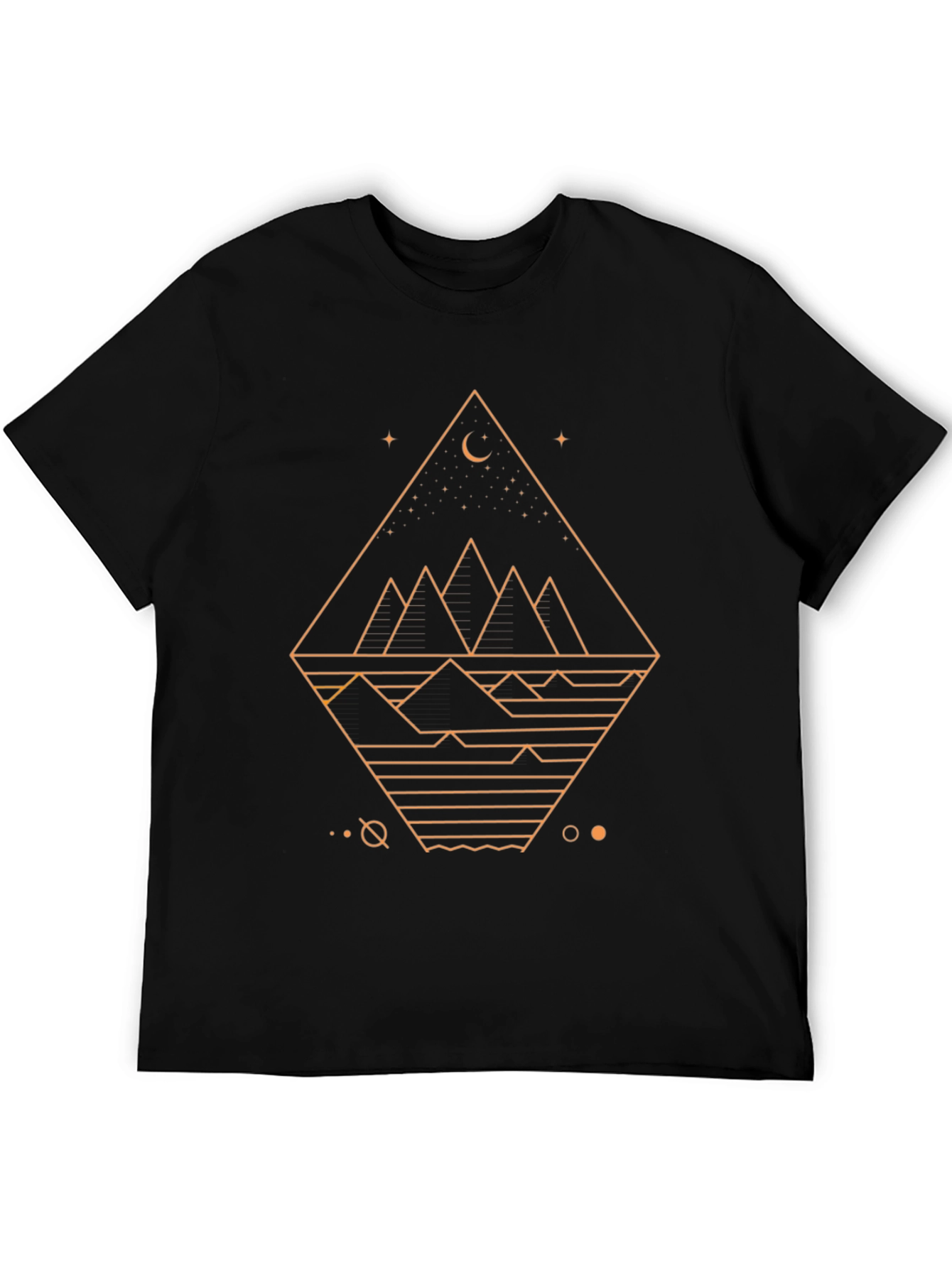 Geometric Mountain Design Black T-Shirt