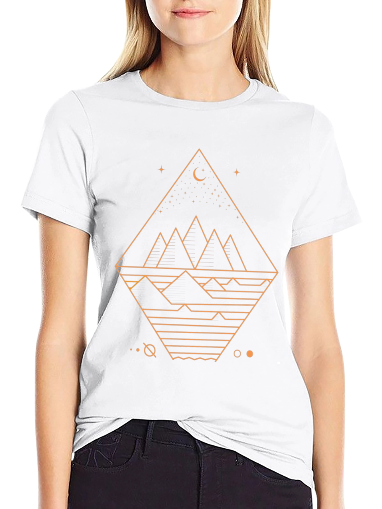 Geometric Mountain Design Black T-Shirt