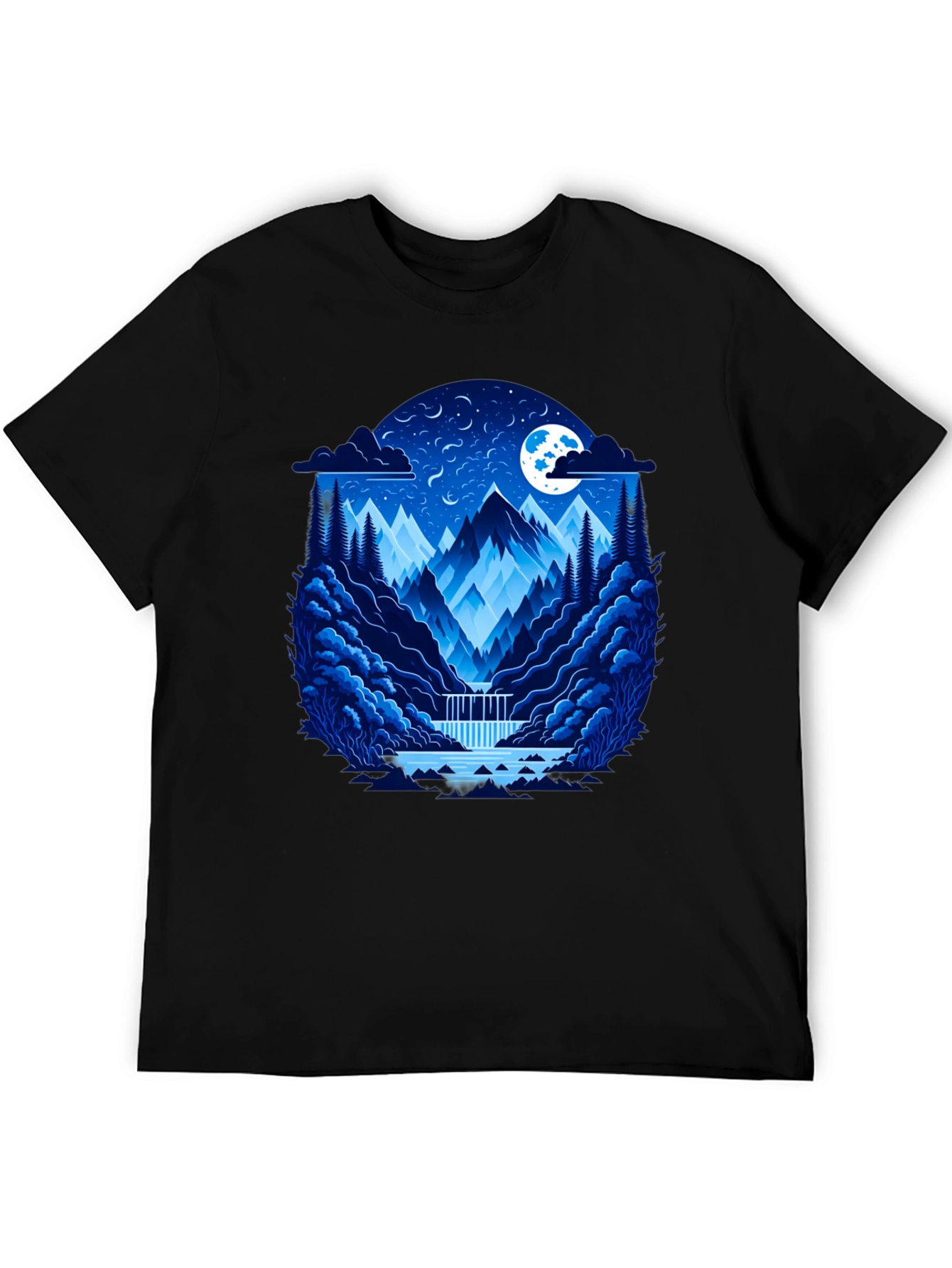 Mountain Nightscape Graphic Tee - Black