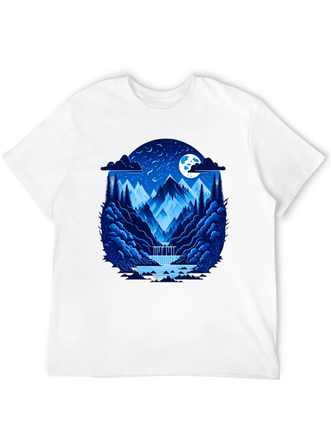 Mountain Nightscape Graphic Tee - Black