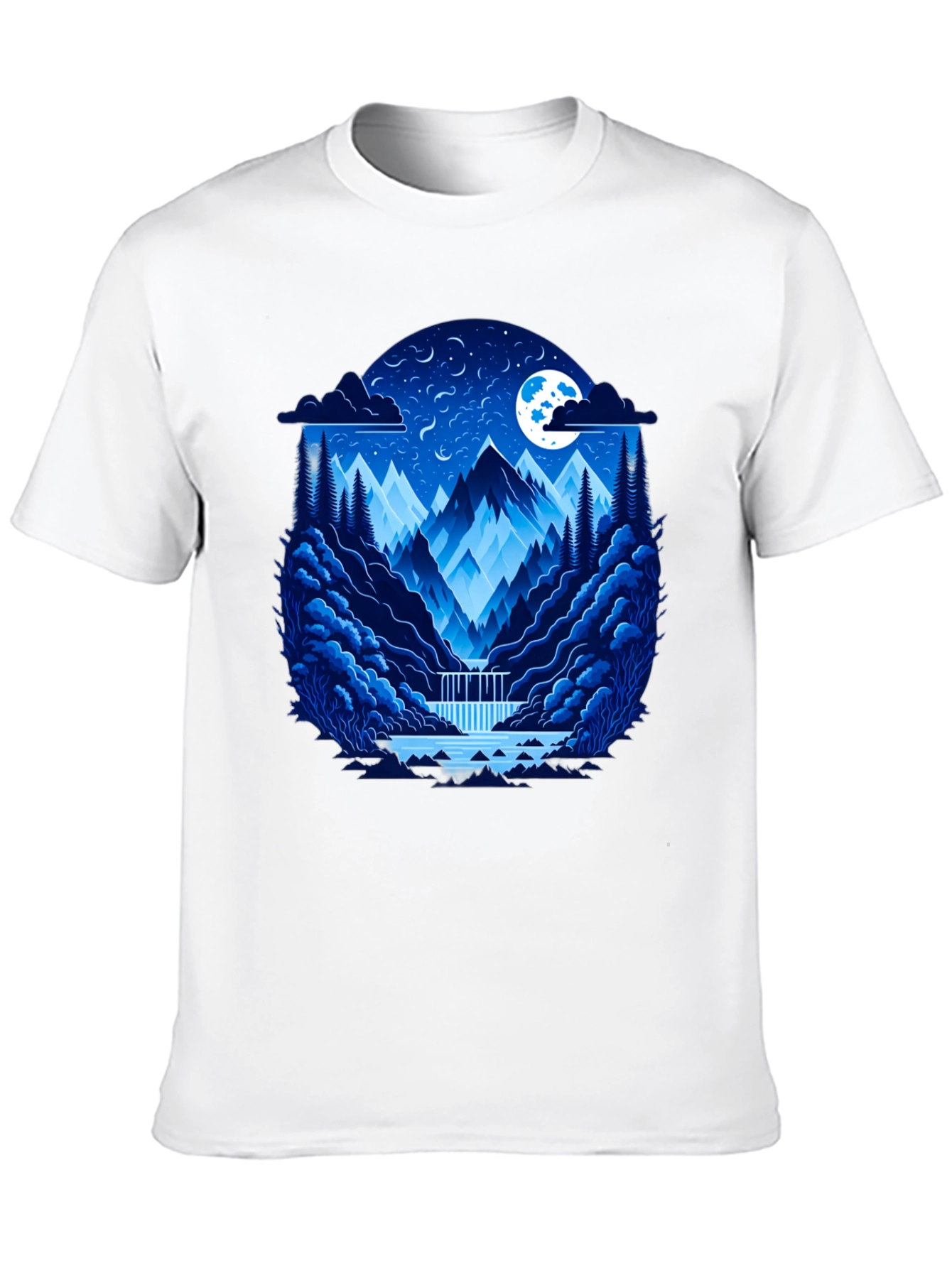 Mountain Nightscape Graphic Tee - Black