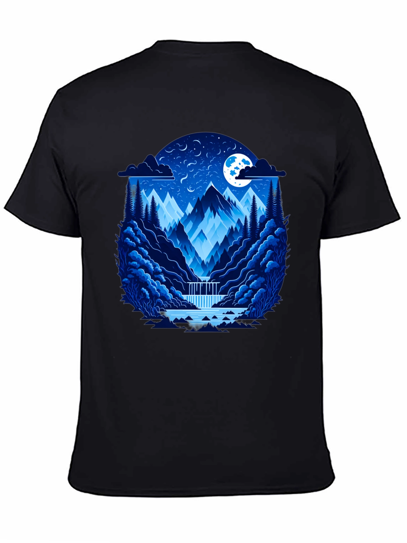 Mountain Nightscape Graphic Tee - Black