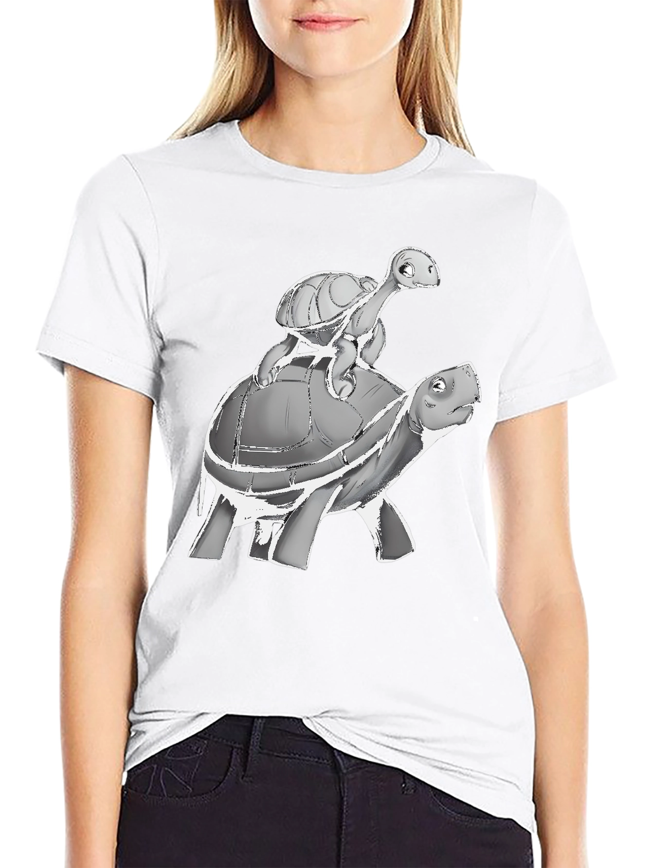 Turtle Stack Graphic Tee - Unique Animal Print