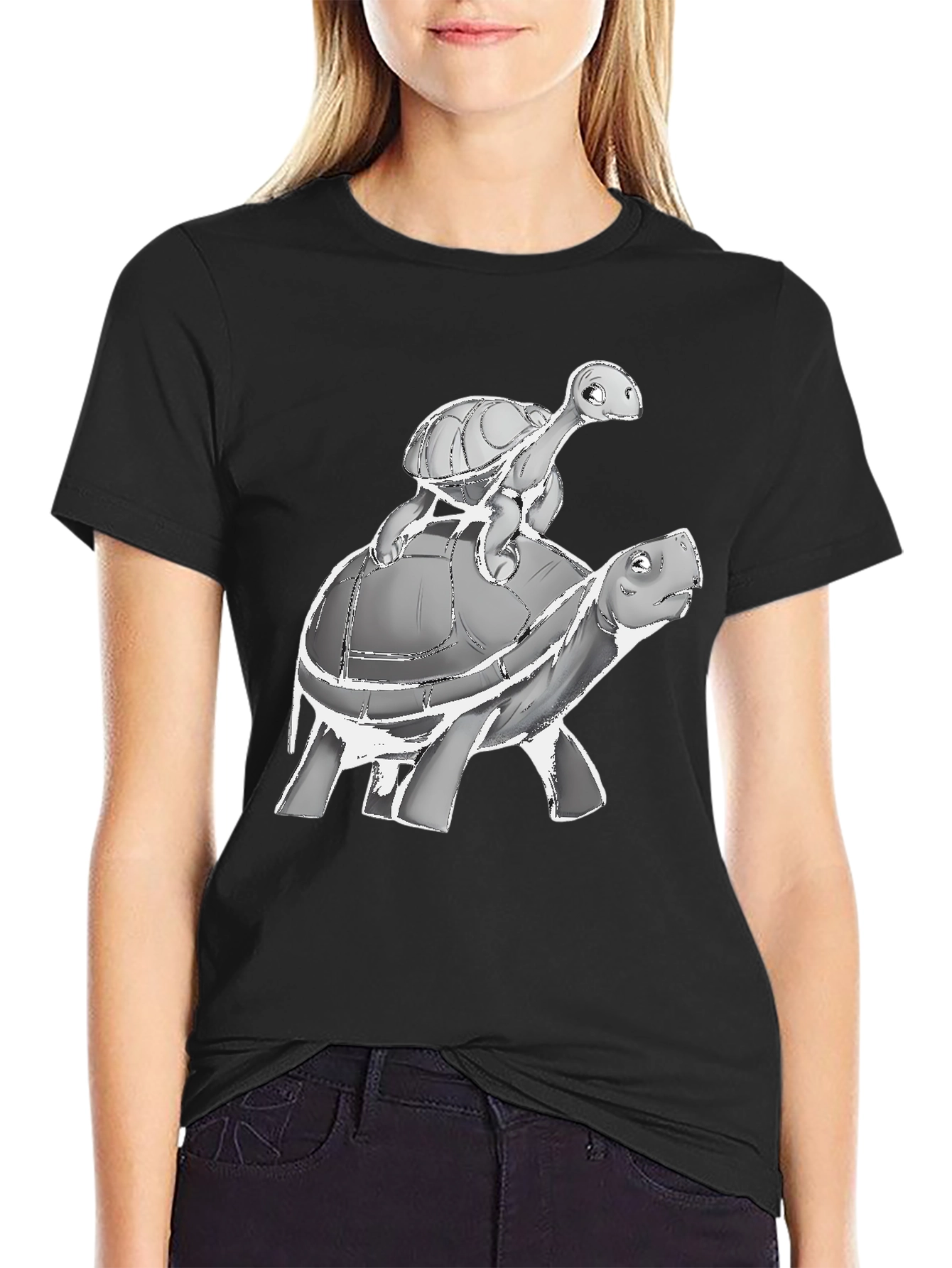 Turtle Stack Graphic Tee - Unique Animal Print