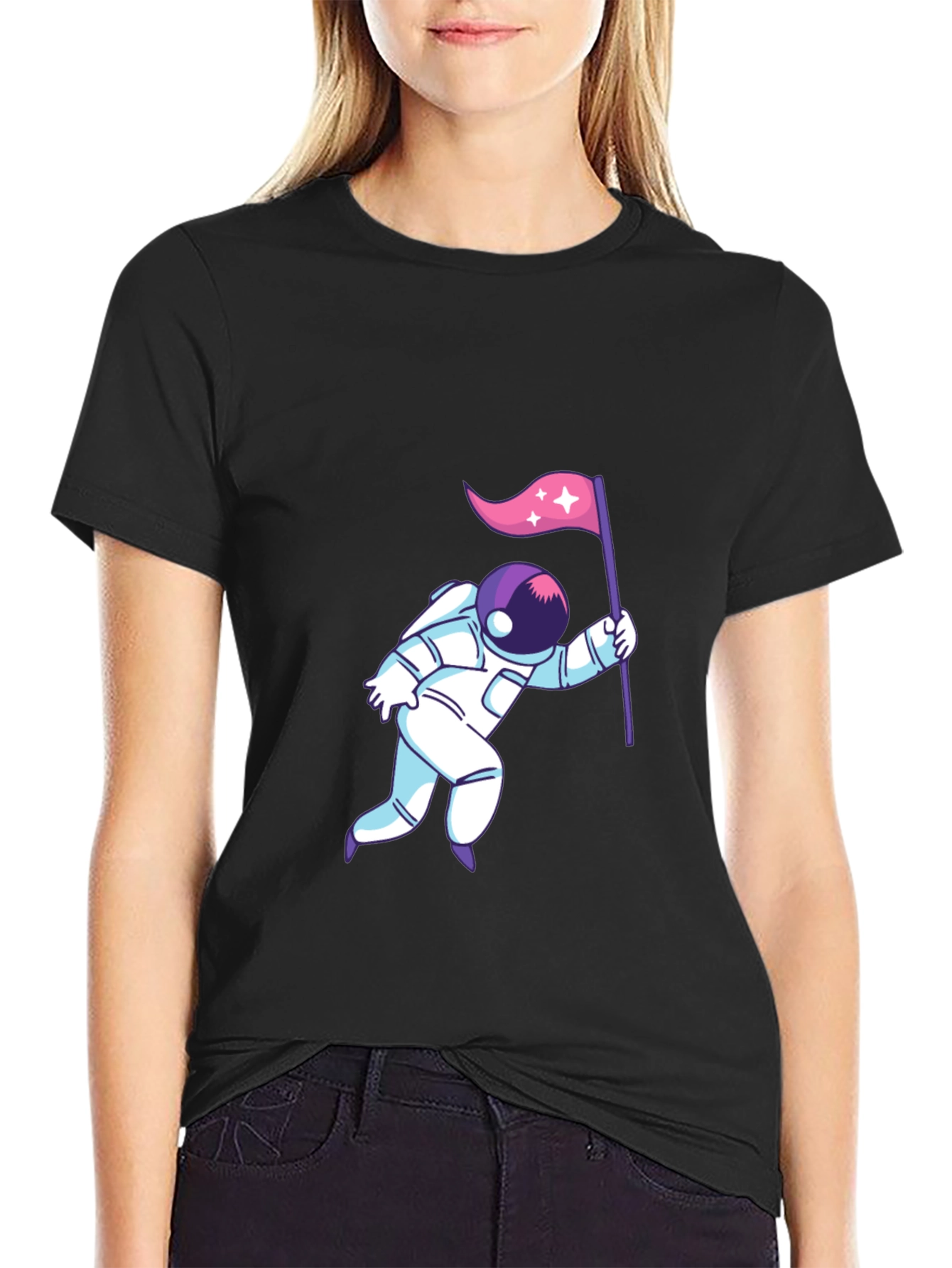 Astronaut Flag Graphic T-Shirt - Space Lover Tee