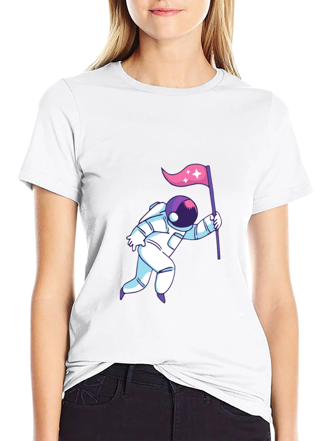Astronaut Flag Graphic T-Shirt - Space Lover Tee