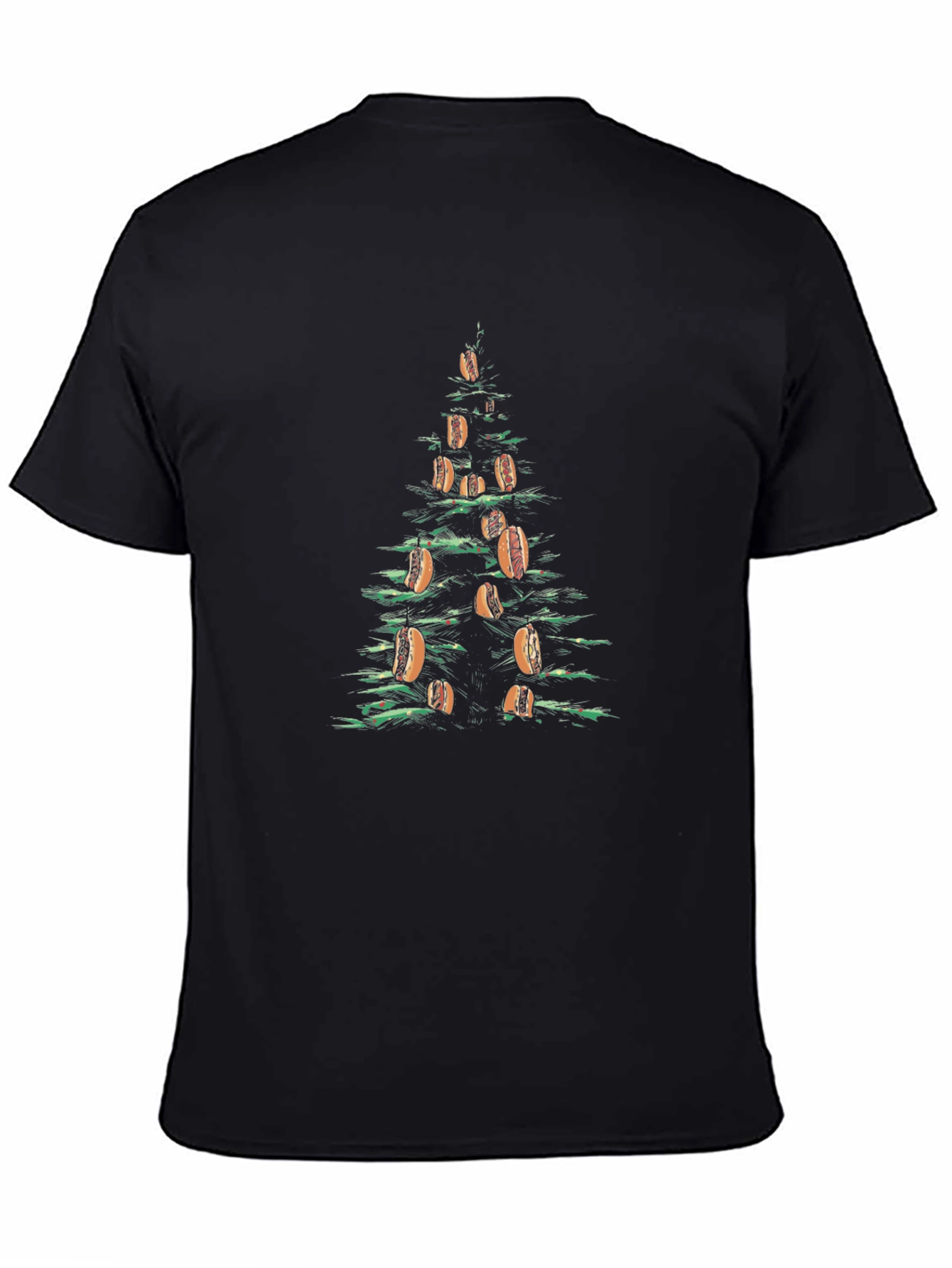 Hot Dog Christmas Tree Graphic Tee