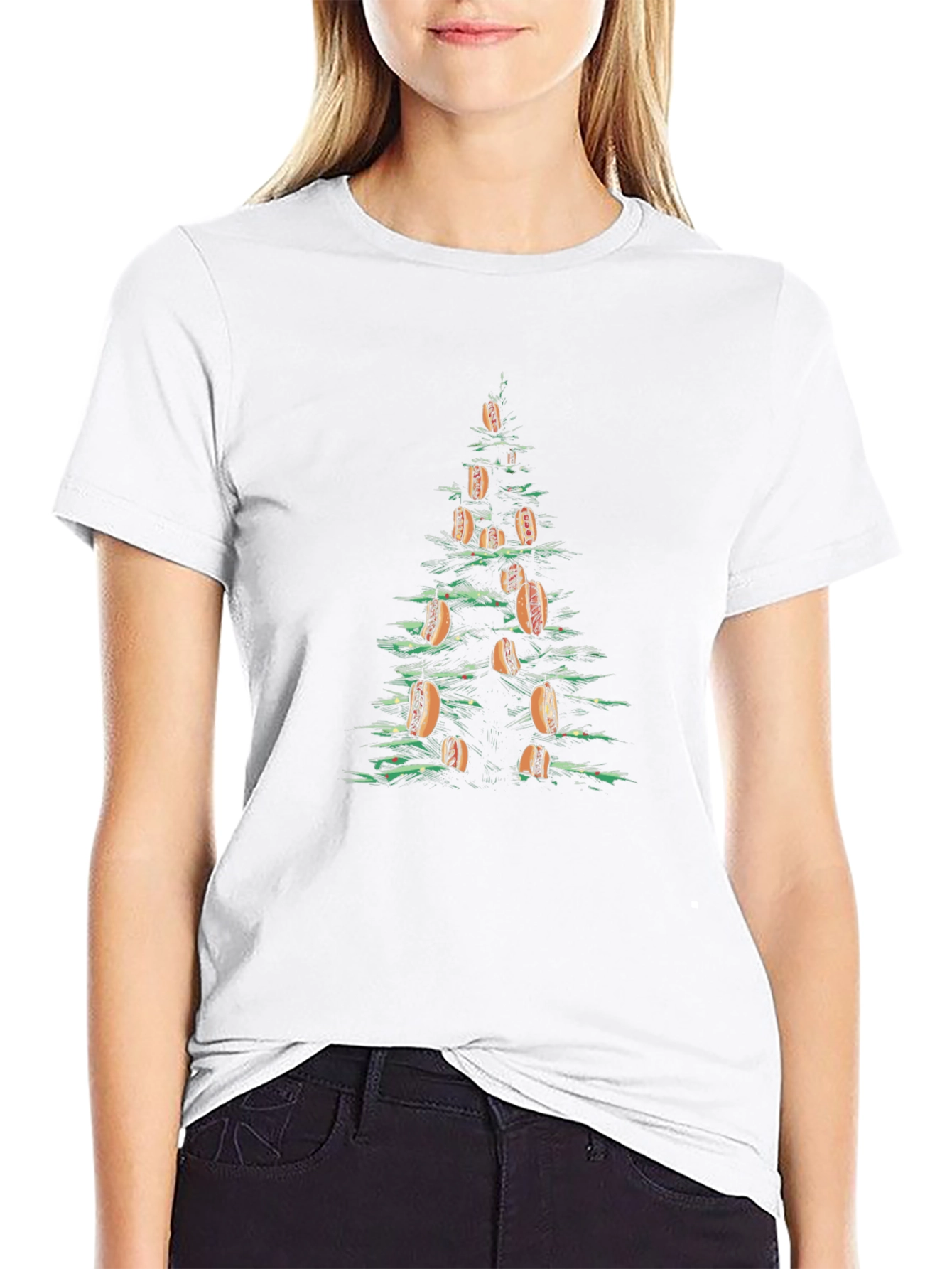 Hot Dog Christmas Tree Graphic Tee