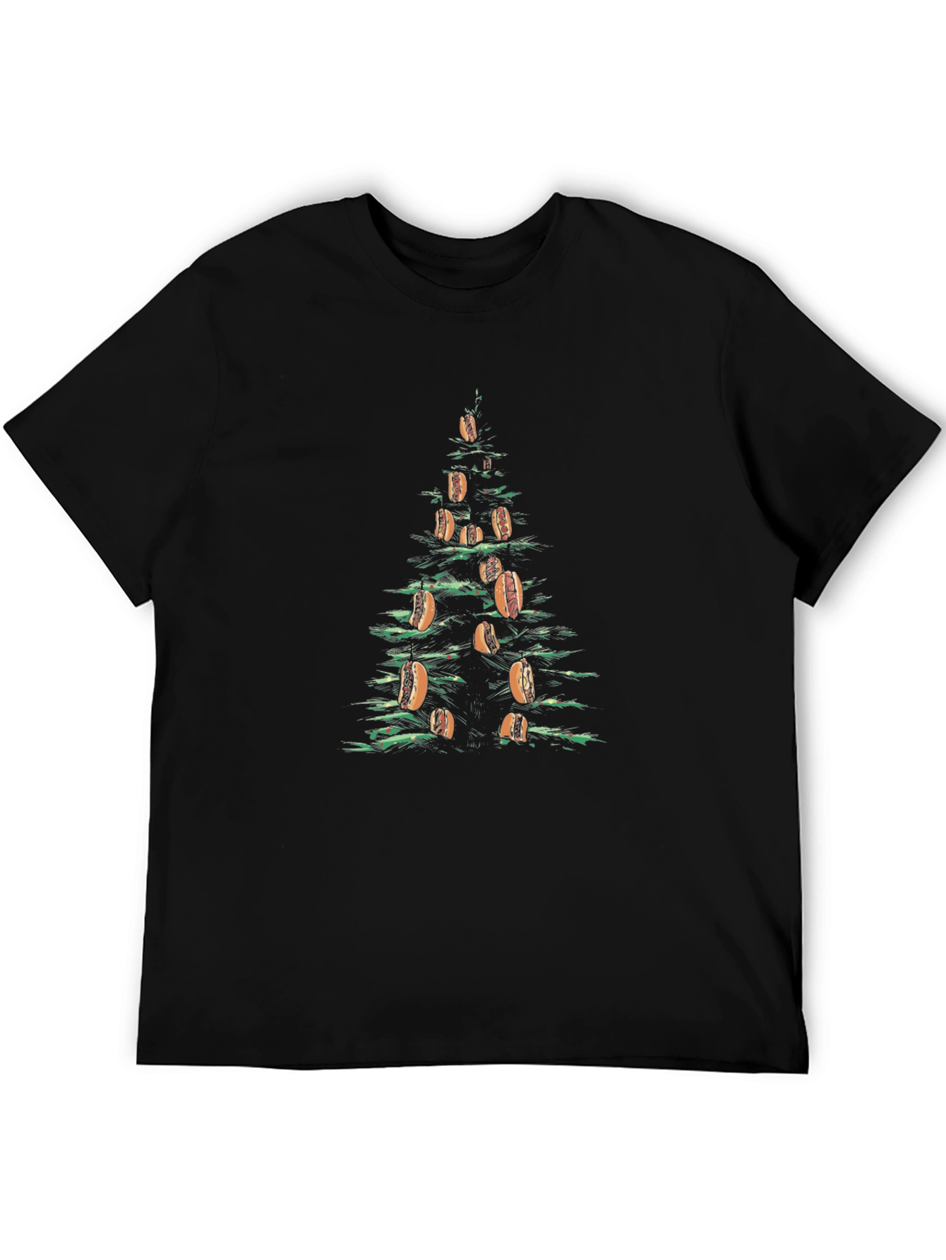 Hot Dog Christmas Tree Graphic Tee