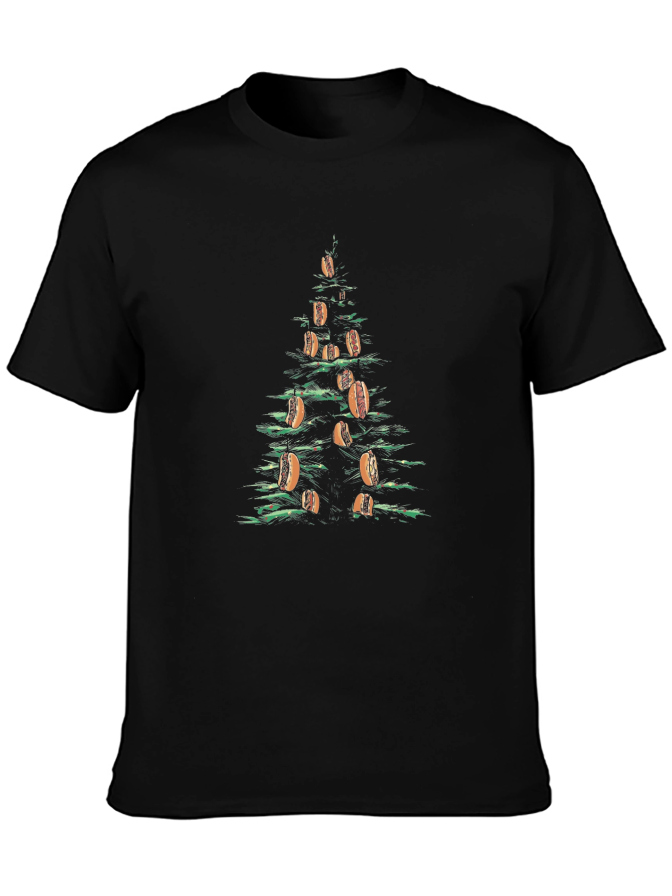 Hot Dog Christmas Tree Graphic Tee