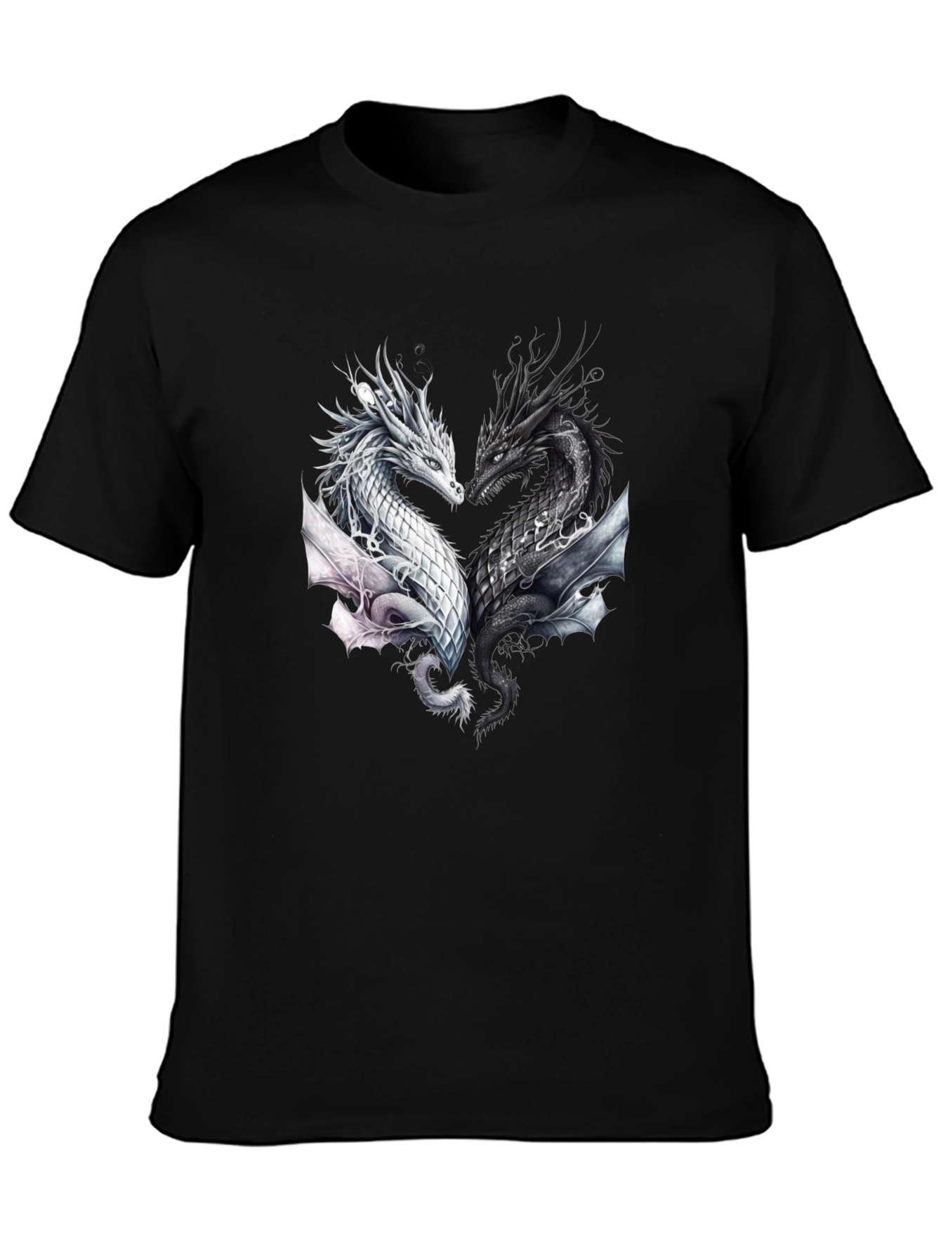 Yin Yang Dragons Black T-Shirt