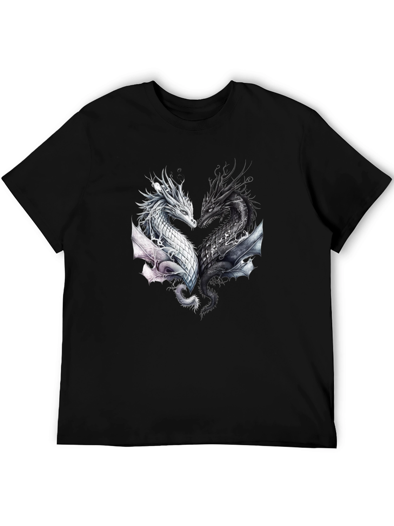 Yin Yang Dragons Black T-Shirt