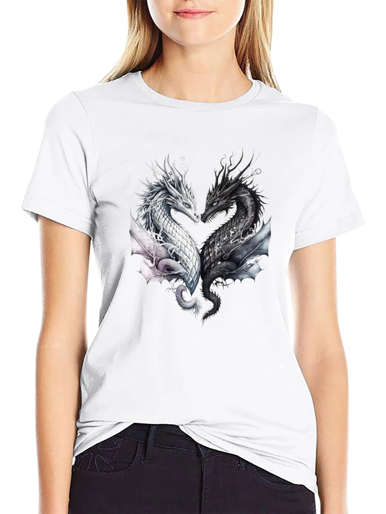 Yin Yang Dragons Black T-Shirt