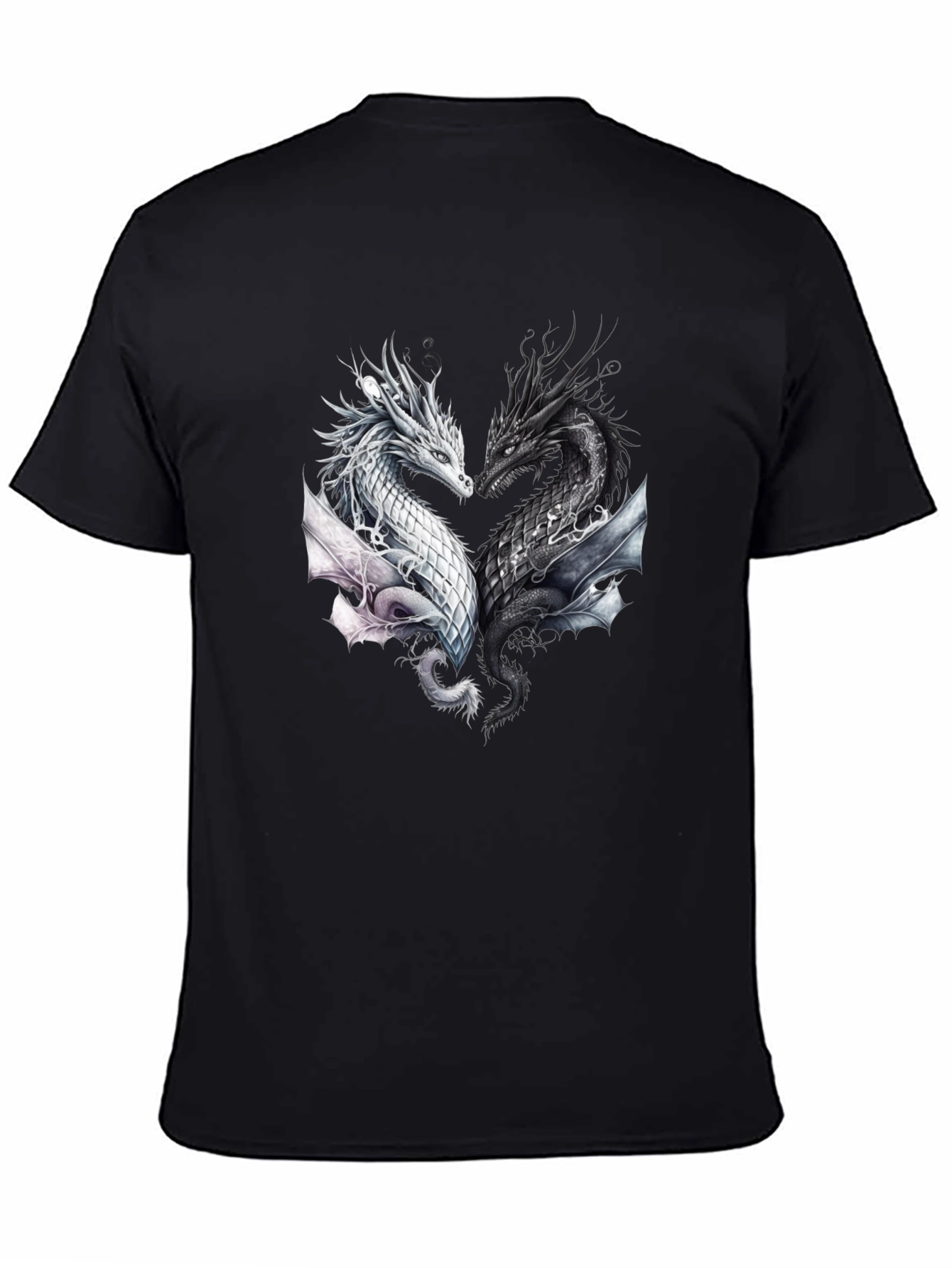 Yin Yang Dragons Black T-Shirt